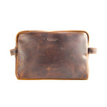 Leren Toilettas Make-up Tas Van Lichtbruin Buffelleer