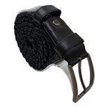 Riem Heren - 3.5 cm breed - Zwart Gevlochten Leer