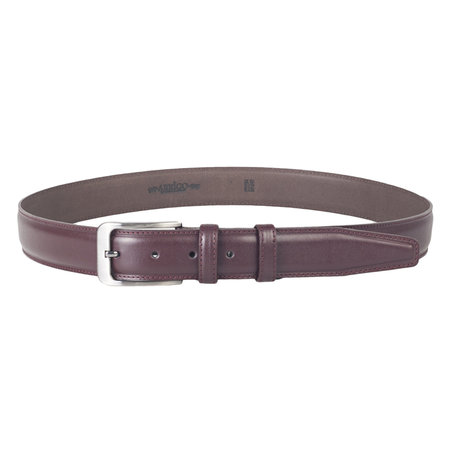Leren riem, bordeaux rood met een stijlvolle zilverkleurige gesp