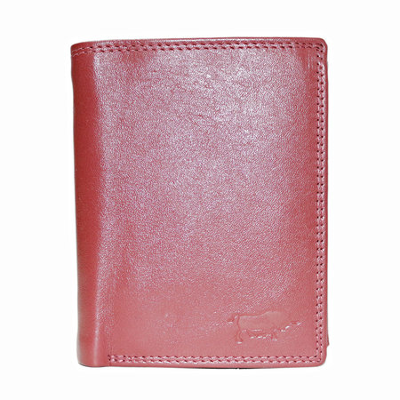 Compacte donkerrood leren billfold euro portemonnee