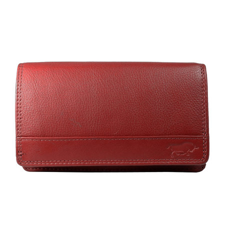 Rood leren harmonica portemonnee, groot model