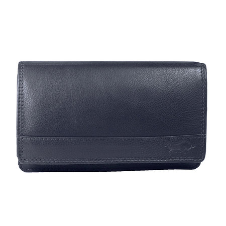 Donkerblauw leren harmonica portemonnee, groot model