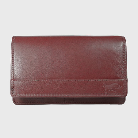 Donkerrood leren harmonica portemonnee, groot model