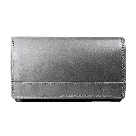 Grijs leren harmonica RFID portemonnee, groot model