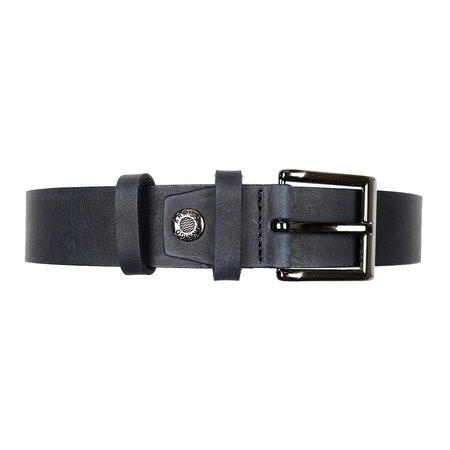 Leren riem, 3 cm breed, donkerblauw met zilveren gesp
