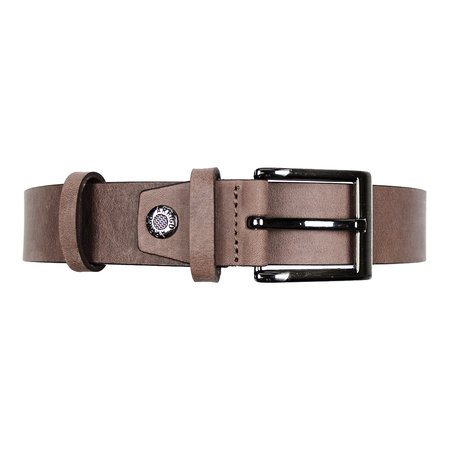 Leren riem, 3 cm breed, donkerbruin met zilveren gesp