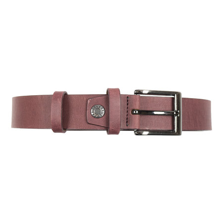 Leren riem, 3 cm breed, bordeaux rood met zilveren gesp