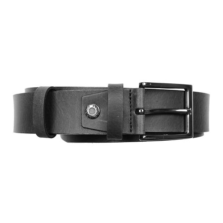 Leren riem, 3.5 cm breed, zwart/antraciet met zilveren gesp