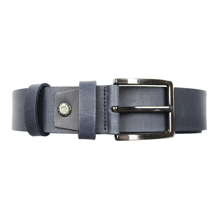 Leren riem, 4 cm breed, donkerblauw met zilveren gesp
