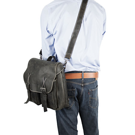 Zwart Leren Rugzak - Schoudertas - Crossbody Tas
