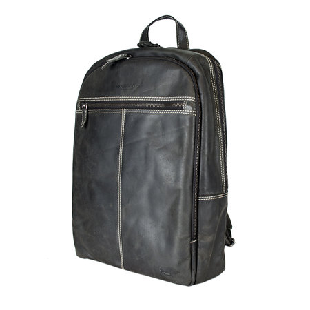 Leren Laptop Rugzak van Zwart Buffelleer