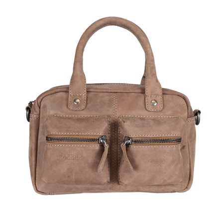 Schoudertas - Westernbag - Handtas Van Taupe Leer