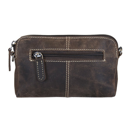 Schoudertasje - Heuptasje - Clutch Van Donkerbruin Buffelleer