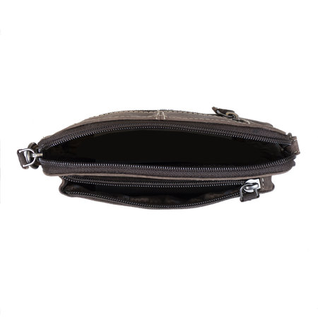 Schoudertasje - Heuptasje - Clutch Van Donkerbruin Buffelleer