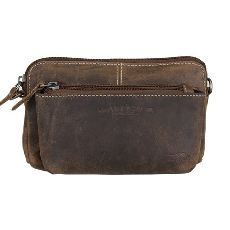 Schoudertasje - Heuptasje - Clutch Van Cognac Buffelleer