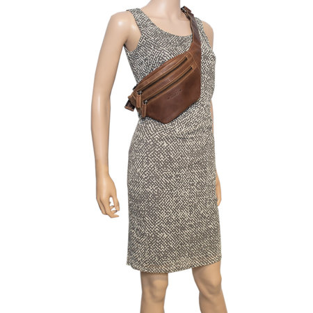 Heuptasje Crossbody Tasje Van Cognac kleurig Leer