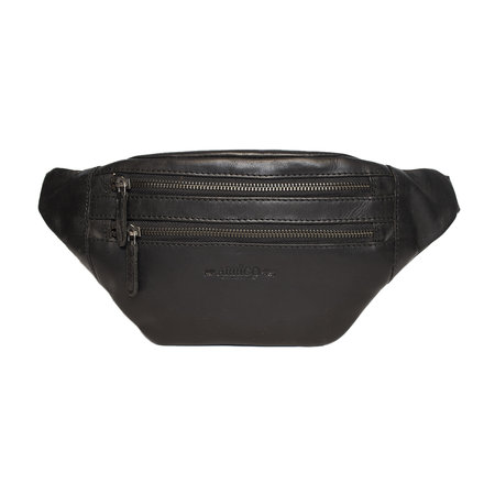 Zwart Leren Heuptasje Crossbody Tasje