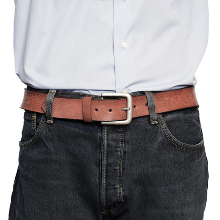 Dark Red Leather Belt, 4 cm Wide