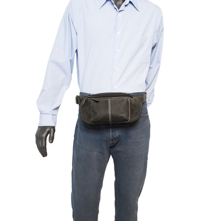 Large Belt Bag For Men Or Ladies Made Of Black Leather