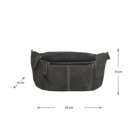 Large Belt Bag For Men Or Ladies Made Of Black Leather