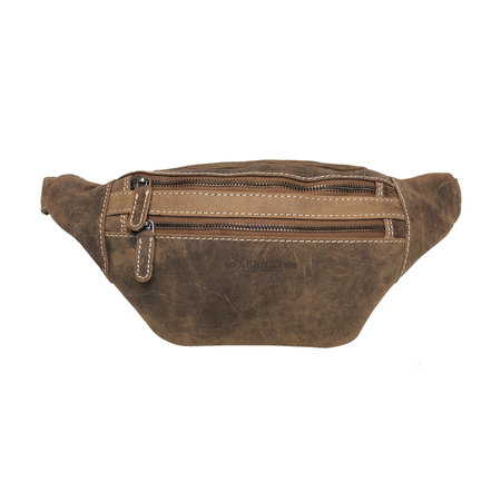 Bruin Leren Crossbody Heuptasje - Buideltasje Voor Dames En Heren