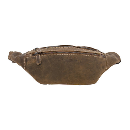 Bruin Leren Crossbody Heuptasje - Buideltasje Voor Dames En Heren