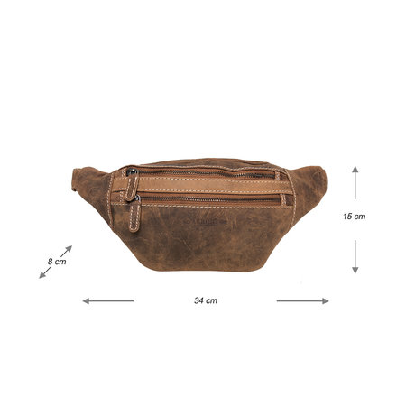 Bruin Leren Crossbody Heuptasje - Buideltasje Voor Dames En Heren