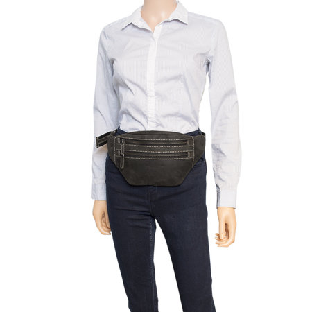 Black Leather Crossbody Bum Bag - Pouch Bag For Women And Men