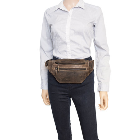 Leren Crossbody tasje - Buideltasje Van Donkerbruin Leer