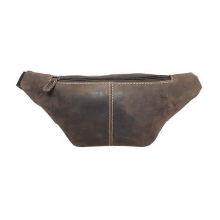 Leren Crossbody tasje - Buideltasje Van Donkerbruin Leer