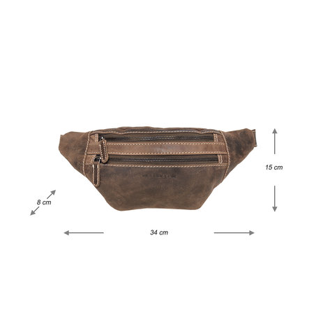 Leren Crossbody tasje - Buideltasje Van Donkerbruin Leer