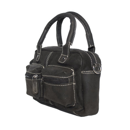Zwarte Schoudertas - Westernbag - Handtas Van Buffelleer