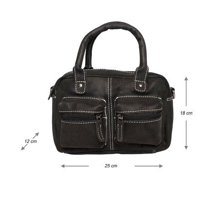 Zwarte Schoudertas - Westernbag - Handtas Van Buffelleer
