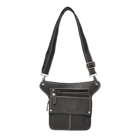 Black leather bum bag crossbody shoulder bag