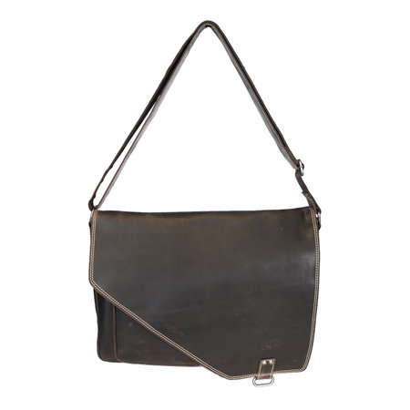 Donkerbruine Laptoptas - Messenger Tas Van Buffelleer