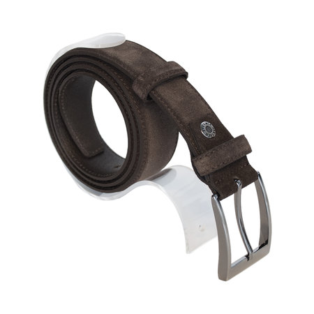 Suede Riem Donkerbruin • Met een Stijlvolle Zilverkleurige Gesp