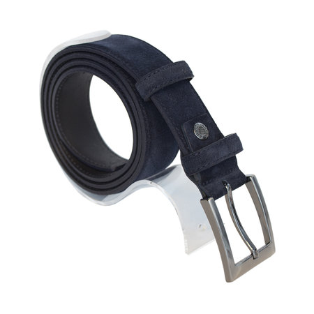Suede Riem Donkerblauw • Met een Stijlvolle Zilverkleurige Gesp