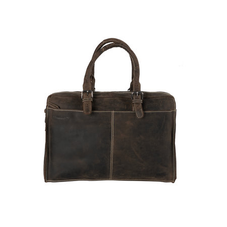 Donkerbruine Leren Messenger Bag Met Een Vak Voor Je Laptop