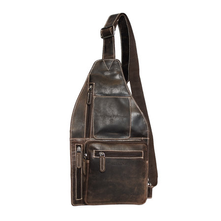 Crossbody Tas - Schoudertas Van Donkerbruin Leer