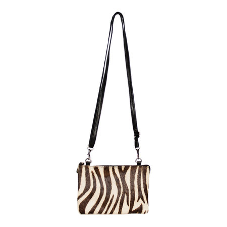 Leren Portemonnee Tasje - Schoudertasje Met Zebra Print
