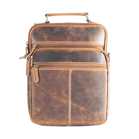 Schoudertas - crossbody tas van lichtbruin buffelleer