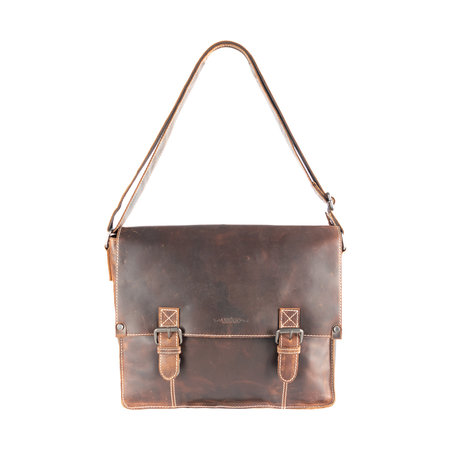 Messenger Bag - Schoudertas Van Lichtbruin Leer