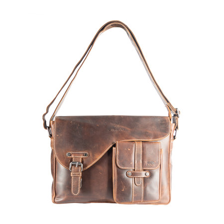 Messenger Bag - Schoudertas Van Lichtbruin Buffelleer
