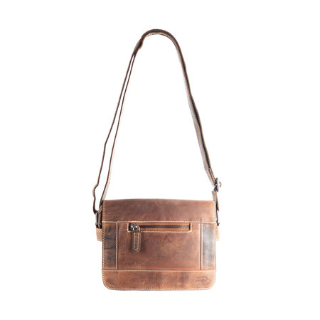 Bruin Leren Crossbody Schoudertas - Compact Model