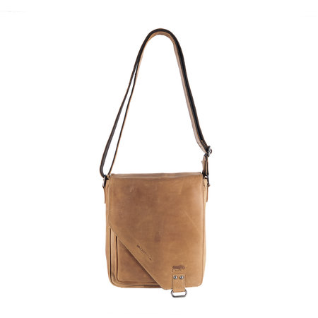 Schoudertas Van Soepel Leer In De Kleur Taupe/Beige