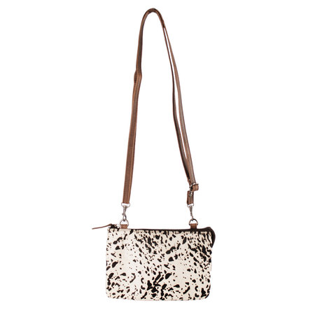 Dames Crossbody Schoudertasje Donkerbruin Leer Dierenprint