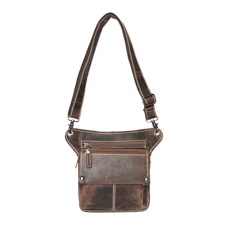 Lichtbruin leren heuptasje crossbody schoudertasje