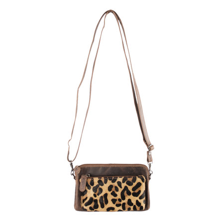 Leren Crossbody Schoudertasje Met Een Jaguar Print