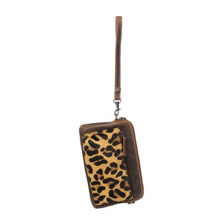 Leren Crossbody Schoudertasje Met Een Jaguar Print