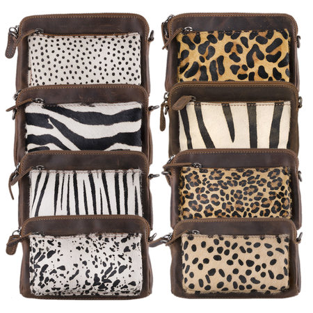 Crossbody Schoudertasje Van Leer Met Een Jaguar Print